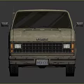 Beige Vintage Van with Classic Body Design Black Windows Steel Wheels on Dark Reflective Surface