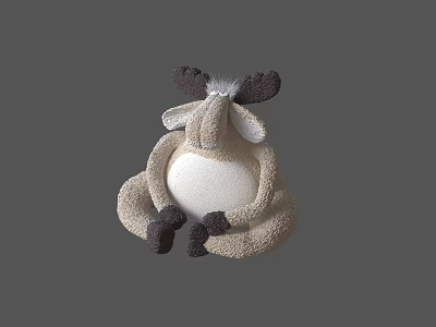 Plush Reindeer Doll With Brown Antlers White Body And Brown Hooves Sitting 3d model