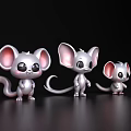 Cute Silver Mouse Figurines With Large Ears And Adorable Expressions In Various Poses