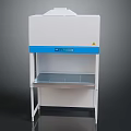 Commercial Laboratory Ventilation Workstation With White Body Blue Trim Metal Stand And Metal Worktop