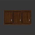 Dark Brown Wooden Entryway Console Cabinet With Three Doors And Silver Handles