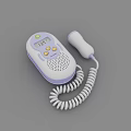 Portable Fetal Doppler Monitor With LCD Display Control Buttons And Coiled Transducer Probe