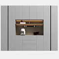 Modern Light Gray Sideboard With Storage Drawers And Coffee Machine Decorative Items 3d model