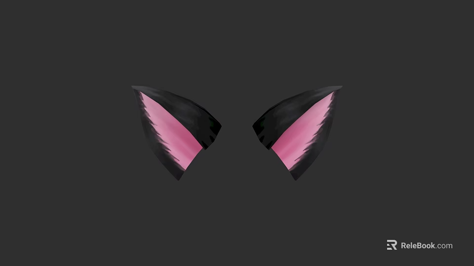 Black And Pink Furry Cat Ears Design For Cosplay Costume Accessory 3d model 