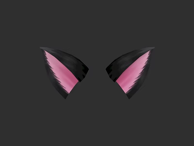 Black And Pink Furry Cat Ears Design For Cosplay Costume Accessory 3d model