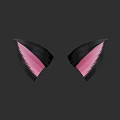 Black And Pink Furry Cat Ears Design For Cosplay Costume Accessory