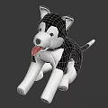 Cute Black And White Husky Stuffed Toy Sitting With Tongue Out