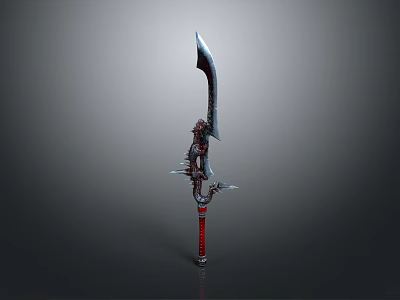 Intricate Fantasy Sword With Red Wrapped Handle And Ornate Metal Details 3d model