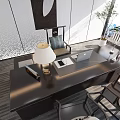 New Chinese Office Desk and Chair Manager Desk and Chair Boss Chair 3d model