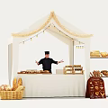 Cozy Tea Break Area Featuring Tent Structure String Lights Bread Shelves And Chef