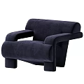 Navy Blue Modern Unique Shaped Sofa With Velvet Upholstery And Curved Arms