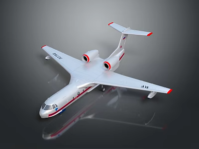 Aerospace Spaceplane Model With White Red Accented Design And Gray Background Reflection 3d model