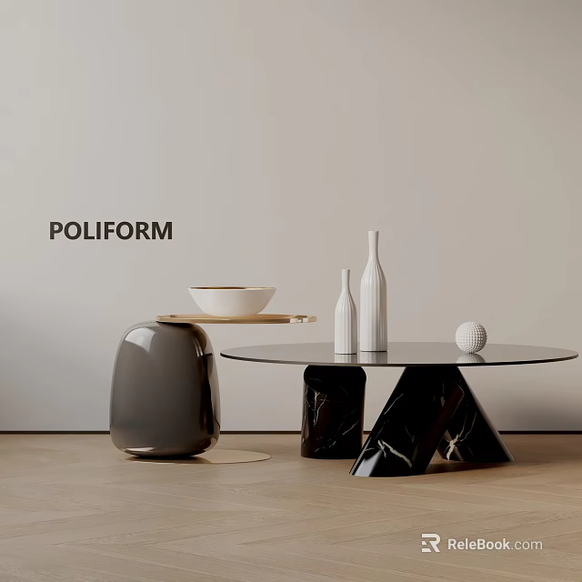 Modern Sofa Coffee Table Combination With Glass Top And Decorative Side Table 3d model