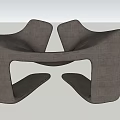 Dark Brown Modern Single Sofa With Unique Curved Design And Fabric Upholstery