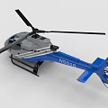 Blue And Gray Helicopter Model With NS016 Marking Rotor And Tail Design Details