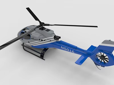 Blue And Gray Helicopter Model With NS016 Marking Rotor And Tail Design Details 3d model