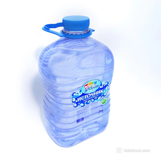 Large Transparent Drinking Water Bottle With Blue Cap And Handle For Daily Use 3d model 