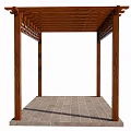 Wooden Outdoor Pergola With Lattice Top Design And Concrete Base Supporting Posts
