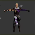 Blonde Archer Character with Purple Sleeves Brown Armor Quiver Arrows Arms Outstretched 3D Design