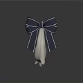 Chic Navy Blue Bow Jewelry With White Stripes Elegant Satin Design Accessory