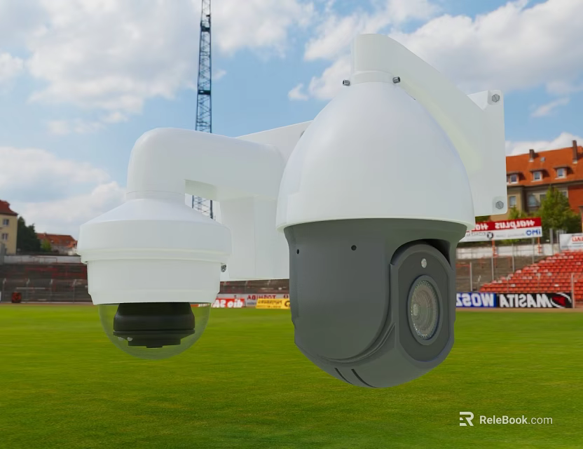 Outdoor Surveillance Cameras Installed At Sports Stadium For Public Security Monitoring 3d model 