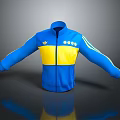 Blue And Yellow Casual Sporty Track Jacket With White Stripes And Chest Logo