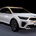 White Kia SUV With Yellow Roof Accents Sporty Front Design And Black Alloy Wheels