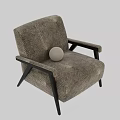 Modern Beige Fabric Accent Chair With Dark Wooden Armrests And Sleek Legs