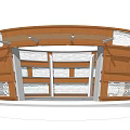 Traditional Wooden Post Station With Curved Counter And Decorative Lattice Panels Shelves