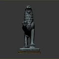 Ancient Style Bronze Lion Statue With Standing Pose Raised Paw And Square Base