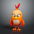 Cute Cartoon Orange Chicken With Red Feather Crest And Big Expressive Eyes