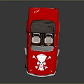 Red Vintage Convertible Sports Car With White Skull Design On Body Open Top