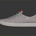 Light Gray Casual Fabric Shoes With Red Accents And White Soles
