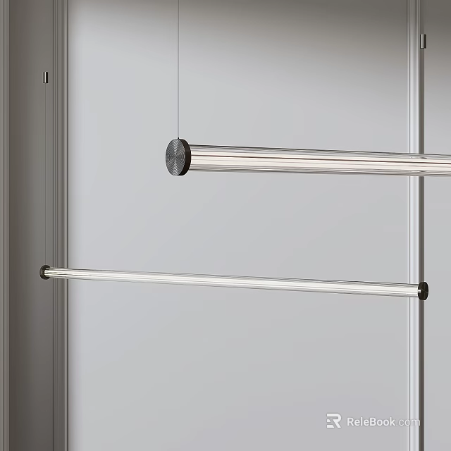 Modern Double Rod Pendant Light With Sleek Metallic Design For Interior Decoration 3d model 