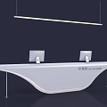 Modern Reception Desk Designs With Curved Straight Shapes And White Sleek Finish