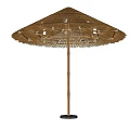 Natural Outdoor Garden Landscape With Handwoven Bamboo Umbrella Bamboo Pole And Round Base