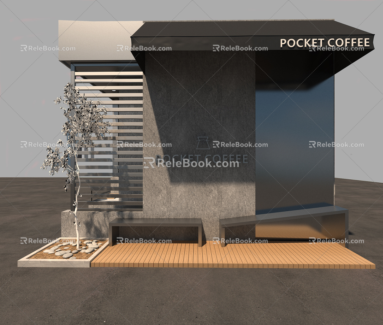 Modern coffee shop 3d model