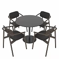 Modern Round Table And Chairs Set With Wooden Frame Upholstered Seats Metal Legs