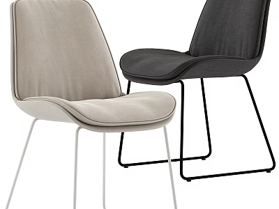 Light Gray And Dark Gray Upholstered Single Chairs With Modern Metal Legs Design 3d model