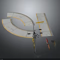 Traffic Road Equipment Set With Street Lamp Pavement Models And Construction Tools