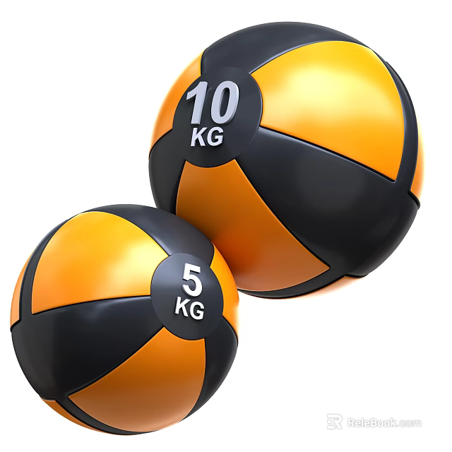 Sports Equipment Medicine Balls 5KG And 10KG With Orange Black Color For Fitness Training 3d model 