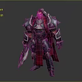 Fierce Game Movie Character in Spiked Metal Armor with Red Cape and Giant Sword