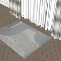 Light Gray Square Rug With Wavy Texture On Wooden Floor Under Sunlight And White Curtains