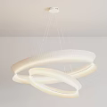 Modern Layered Circular Chandelier With Illuminated White Rings And Sleek Design