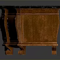 Elegant Wooden TV Stand With Dark Marble Top And Carved Cabinet Doors