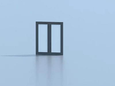Modern Black Frame Casement Window With Double Sash On Light Blue Reflective Surface 3d model