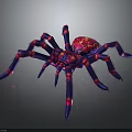 Vibrant Purple Pink Spider With Red Glowing Legs 3D Model On Dark Background