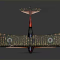 Vintage Biplane Model With Camouflage Wings Red Propeller And Tail
