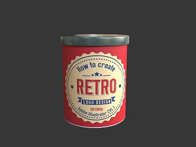 Retro Food Design Tin Can With How To Create Established 1989 Label And Silver Lid 3d model