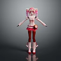 3D Game Anime Character With Pink Pigtails White Top Pink Skirt And White Boots